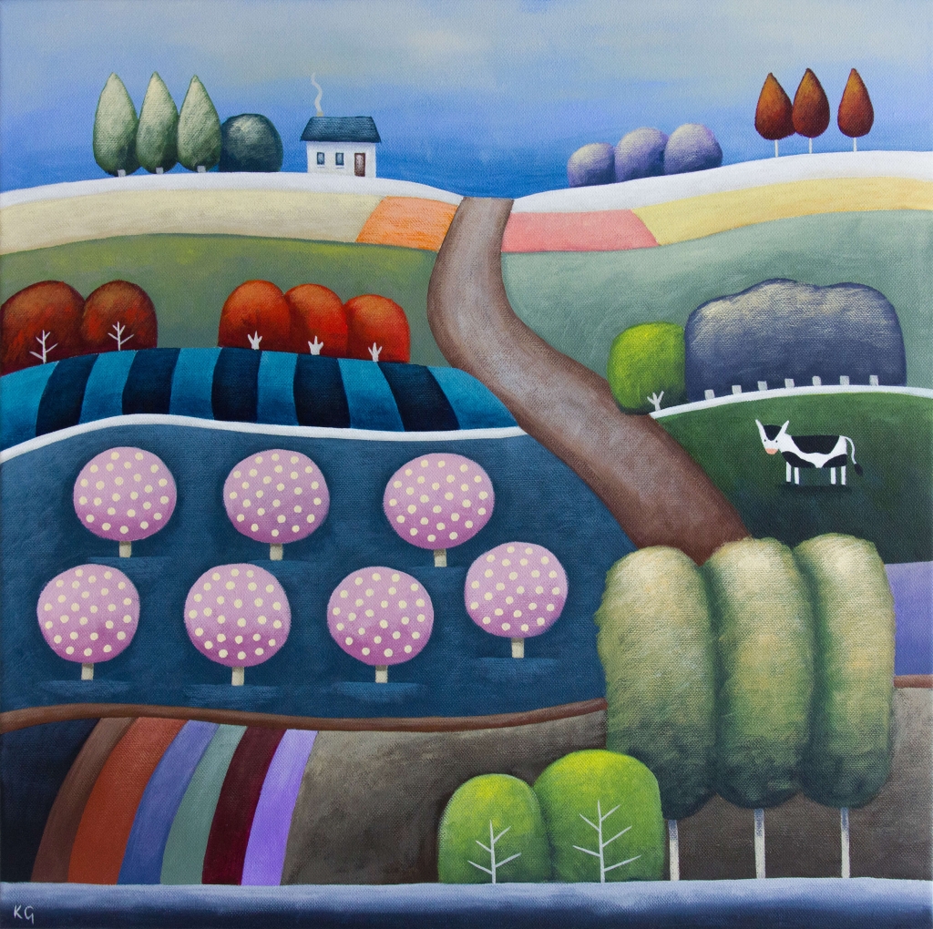 Pink Orchard Farm 20x20 inches