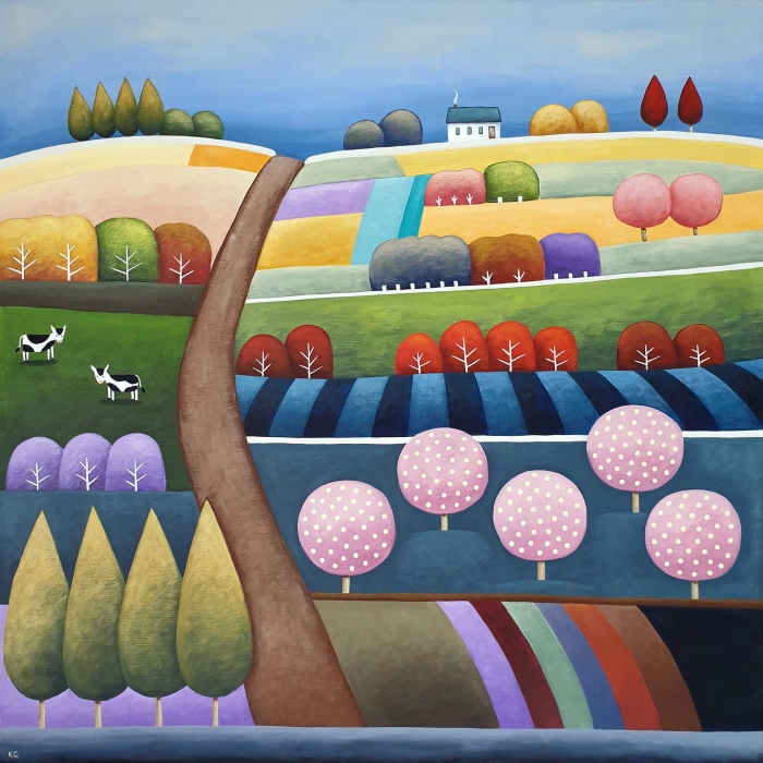 Pink Orchard Road No.2 30x30 inches